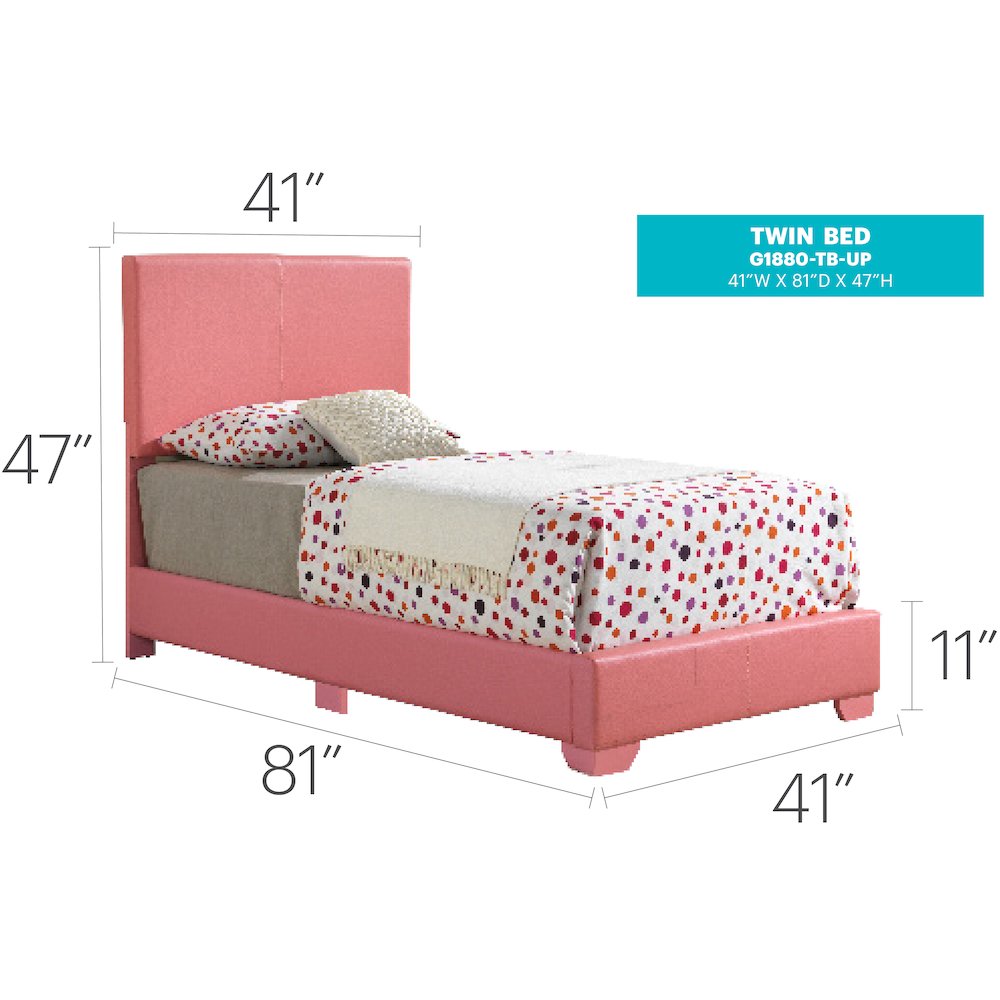 Glory Furniture Aaron Twin Bed in Pink Color