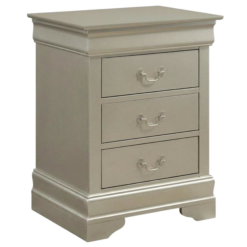 Champagne Nightstand with Traditional Style and 3 Drawers