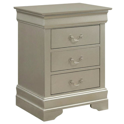 Champagne Nightstand with Traditional Style and 3 Drawers