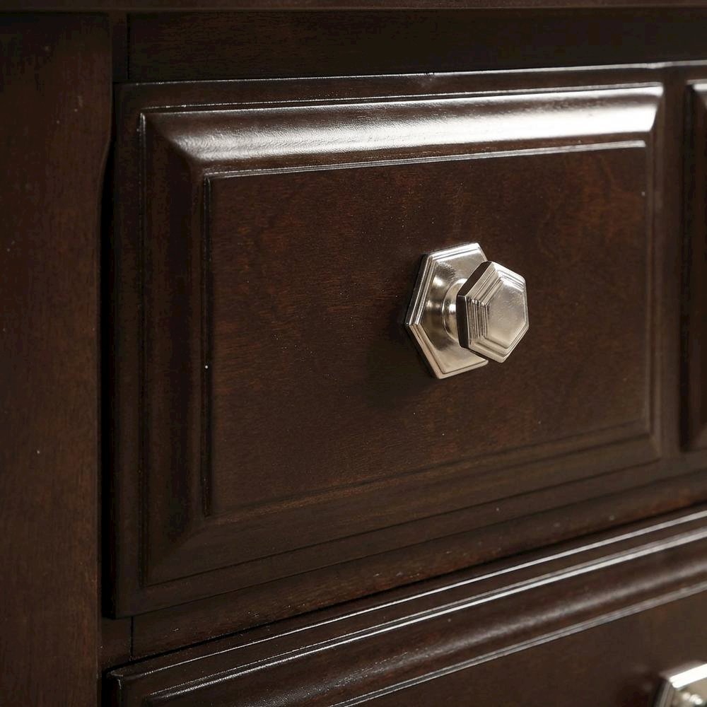 Cappuccino Nightstand with Dovetailed Drawers and Metal Glides