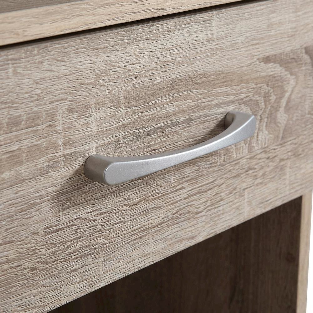 Sandle Wood Nightstand with Single Drawer and Metal Glides in Casual Style