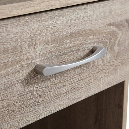Sandle Wood Nightstand with Single Drawer and Metal Glides in Casual Style