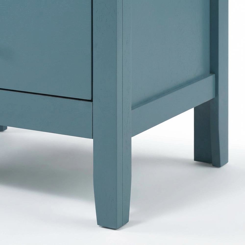 Teal Bedroom Nightstand with Three-Drawer Storage and Casual Style
