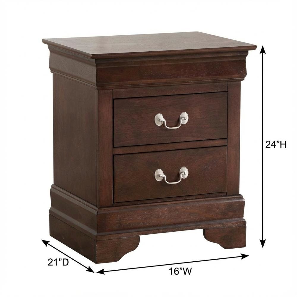Traditional Cappuccino Nightstand with Dovetailed Drawers and Metal Glides