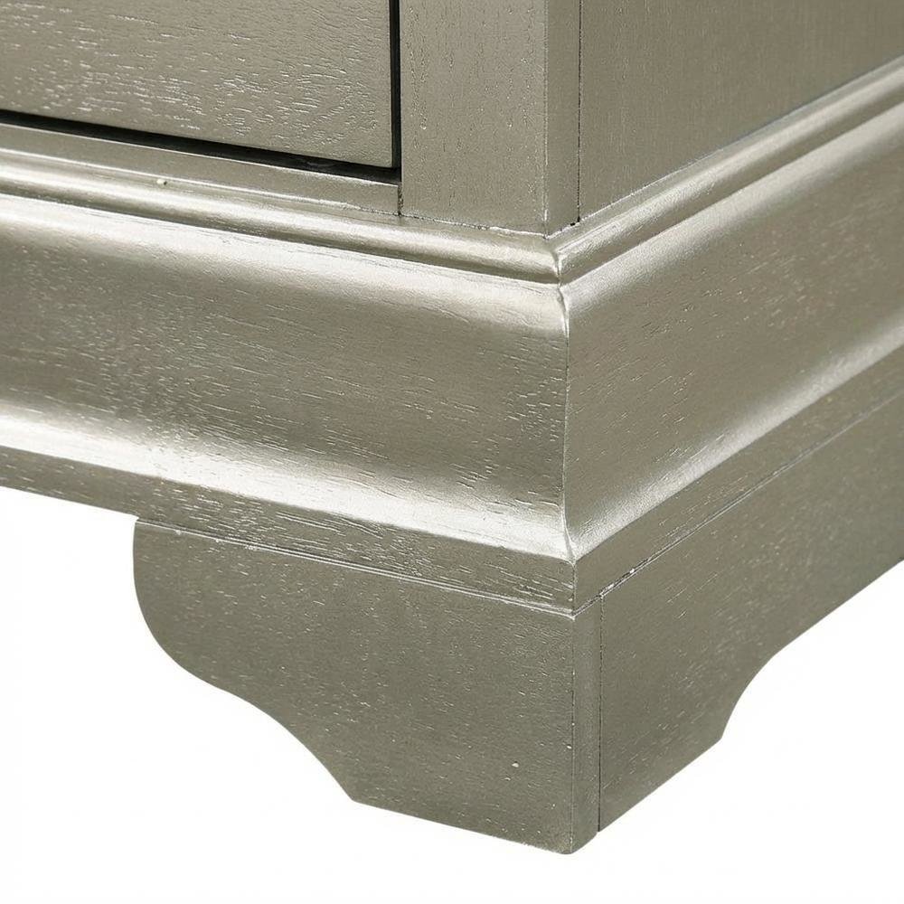 Silver Champagne Nightstand with Traditional Design and Sturdy Construction