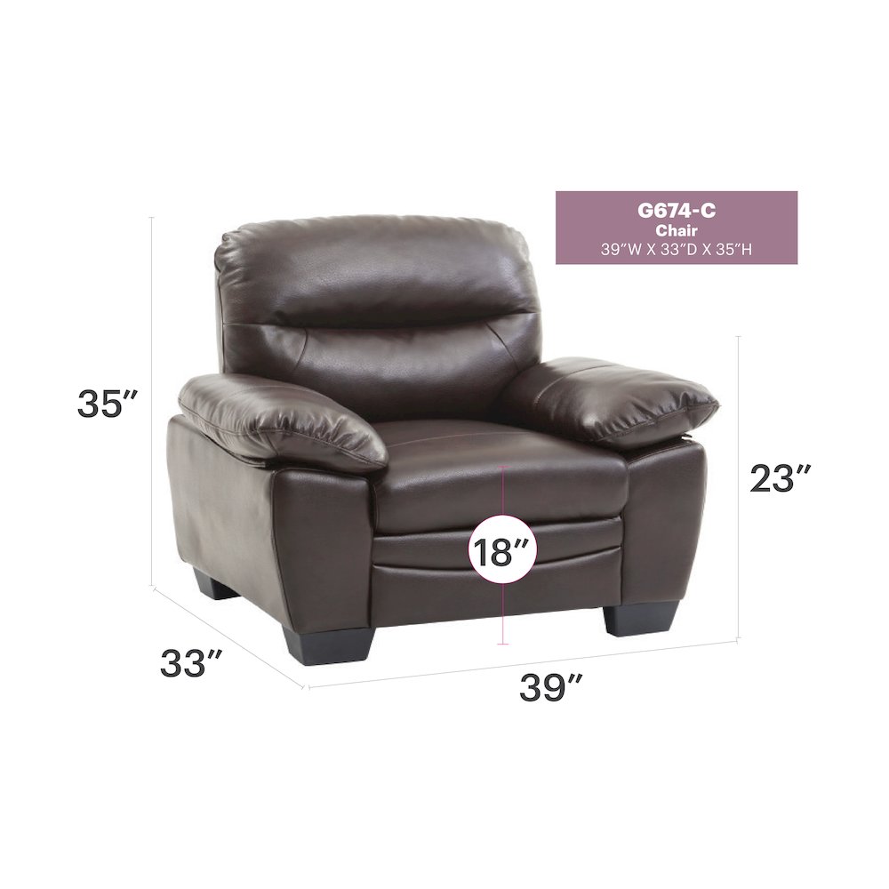 Glory Furniture Marta Accent Chair in Dark Brown Color