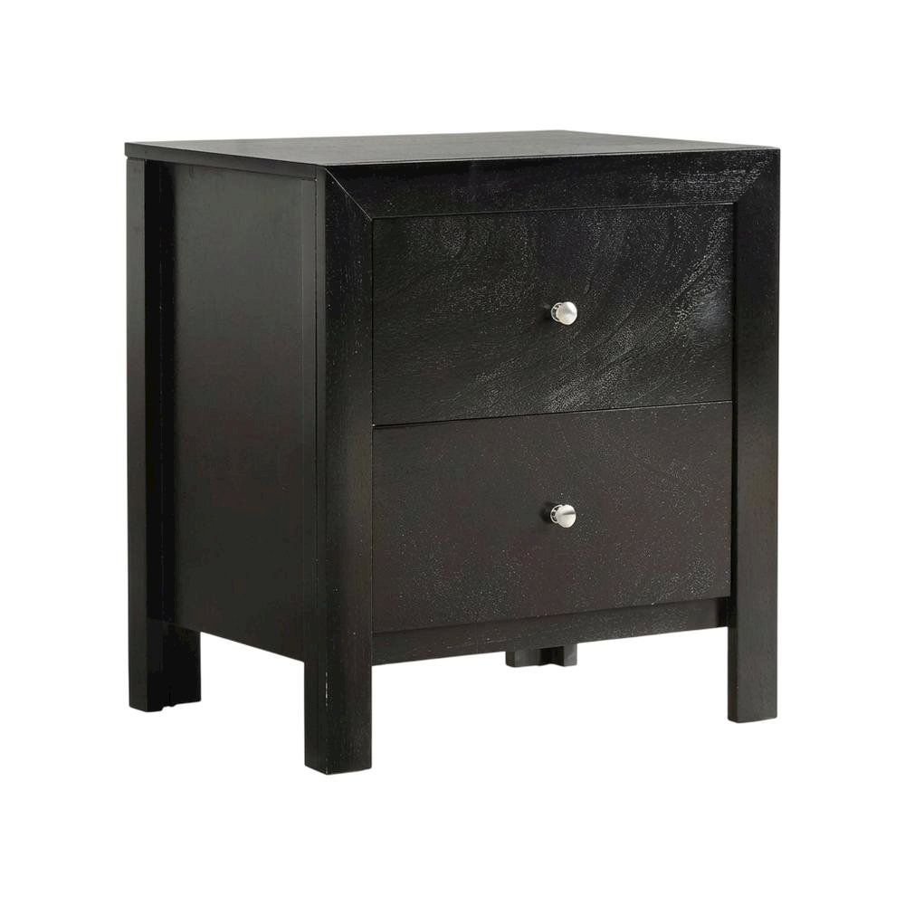 Black Bedroom Nightstand with Dovetailed Drawers and Transitional Style
