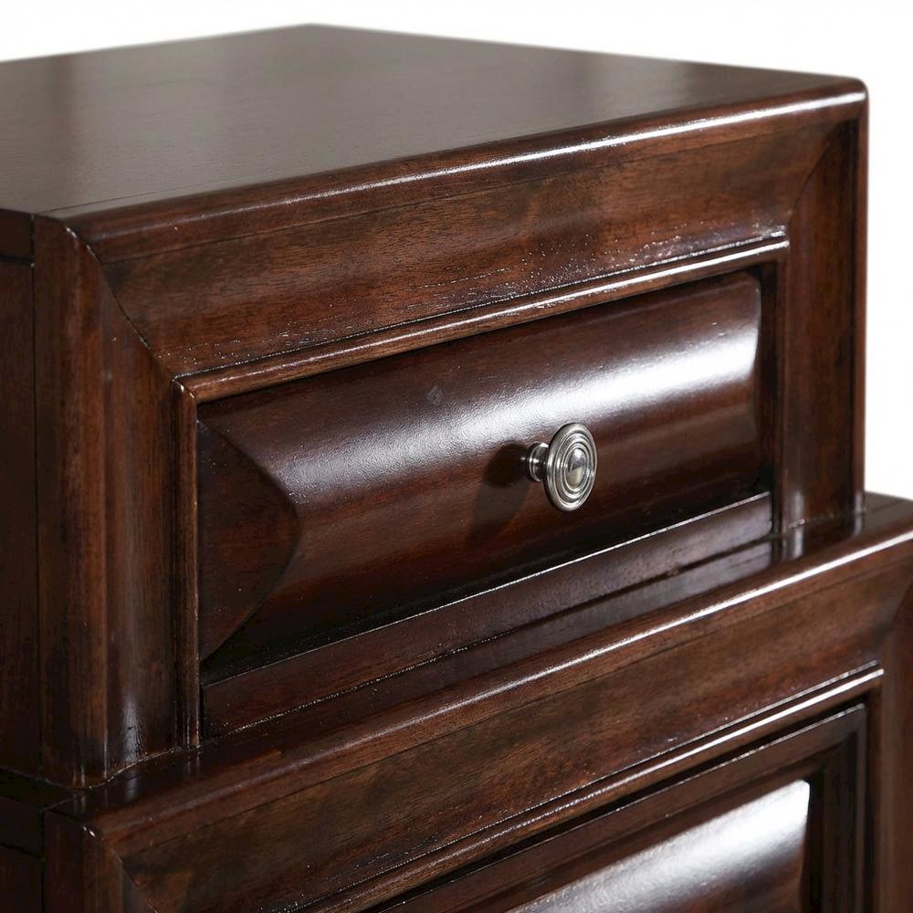 Transitional Cappuccino Nightstand with Dovetailed Drawers and Metal Glides