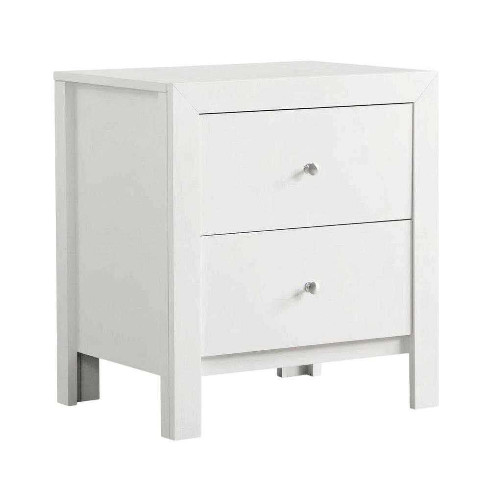White Nightstand with Dovetailed Drawers and Transitional Style