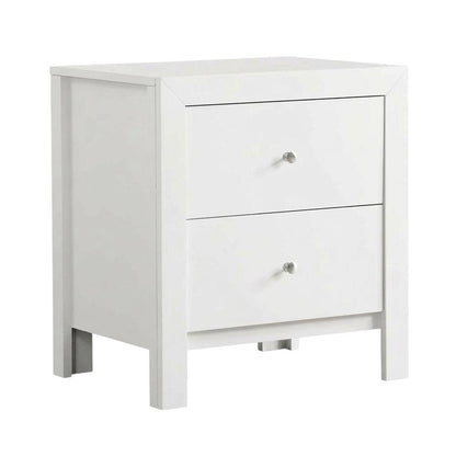 White Nightstand with Dovetailed Drawers and Transitional Style