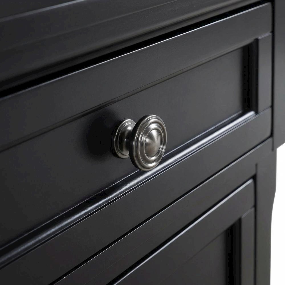 Contemporary Black Nightstand with Dovetailed Drawers and Metal Glides