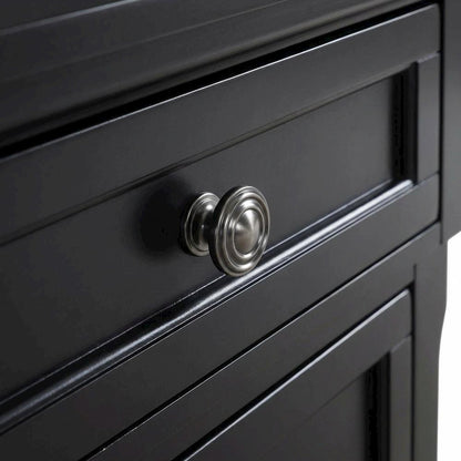 Contemporary Black Nightstand with Dovetailed Drawers and Metal Glides