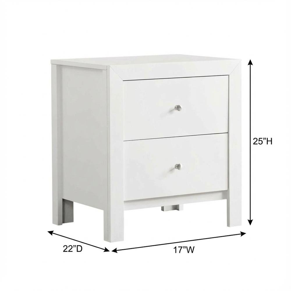 White Nightstand with Dovetailed Drawers and Transitional Style