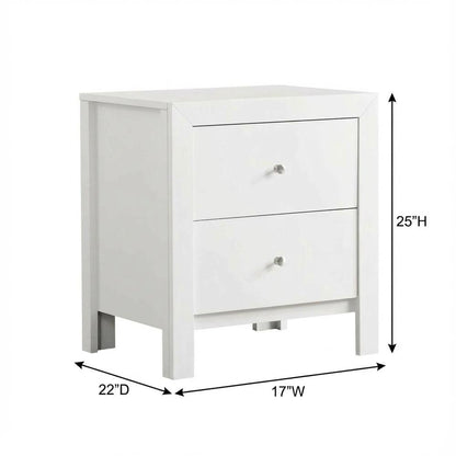 White Nightstand with Dovetailed Drawers and Transitional Style