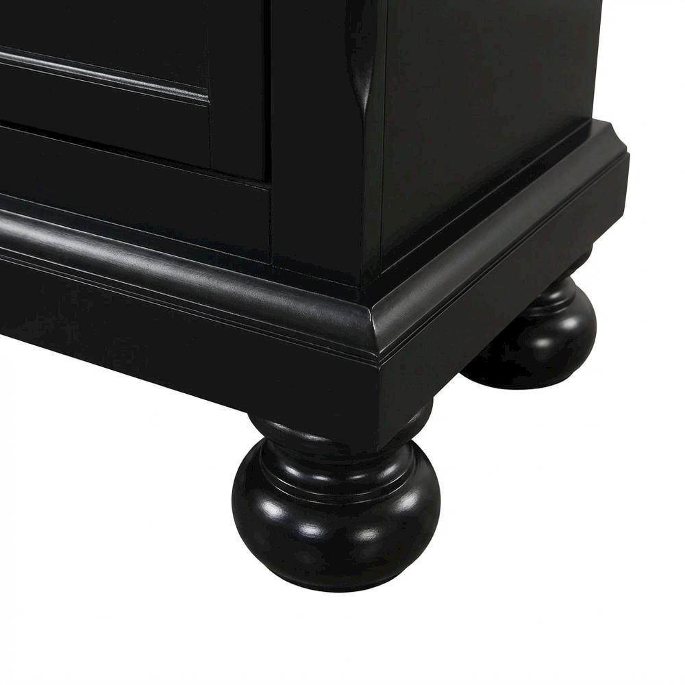 Contemporary Black Nightstand with Dovetailed Drawers and Metal Glides