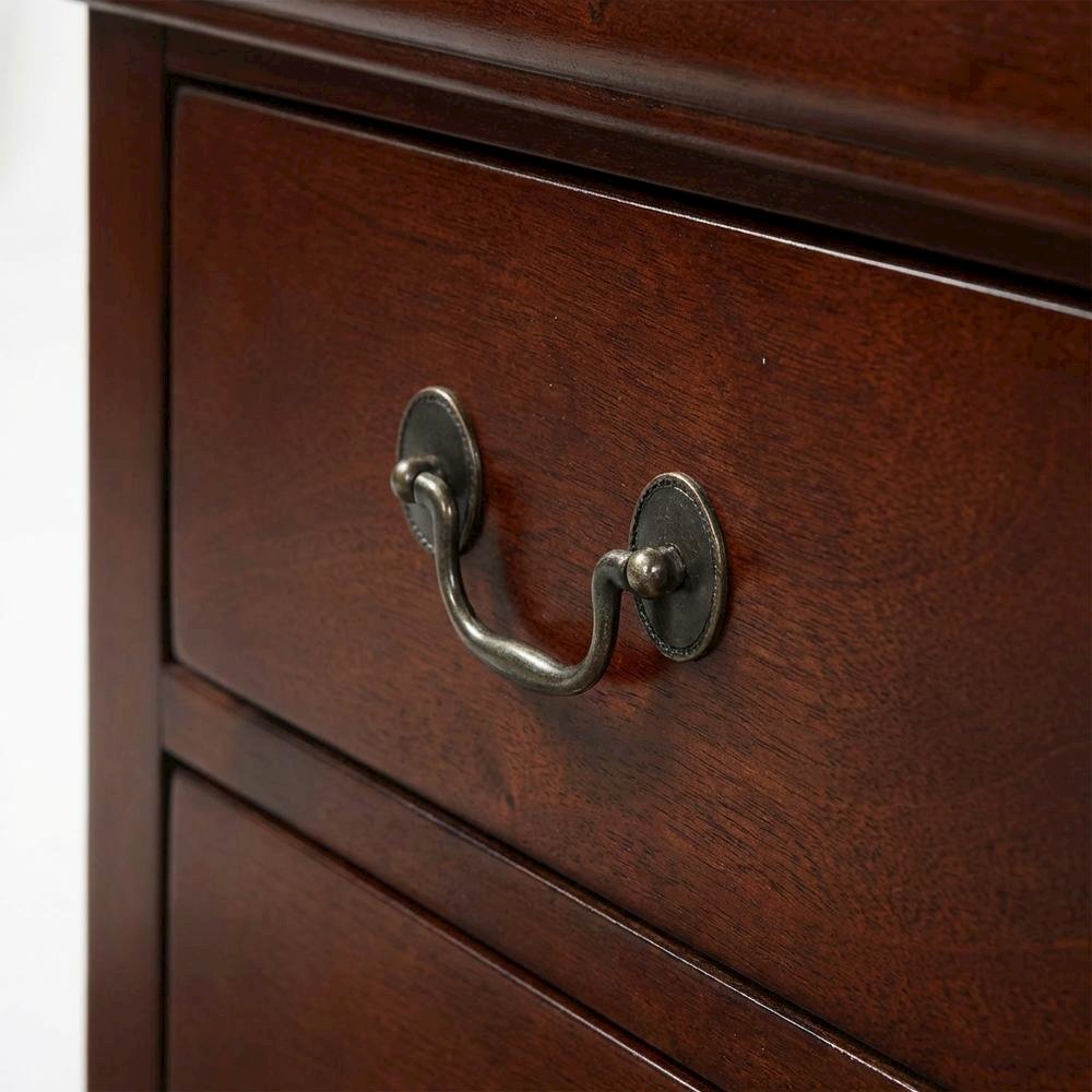 Cherry Nightstand with Traditional Style and 3 Drawers for Bedroom Storage