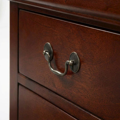 Cherry Nightstand with Traditional Style and 3 Drawers for Bedroom Storage