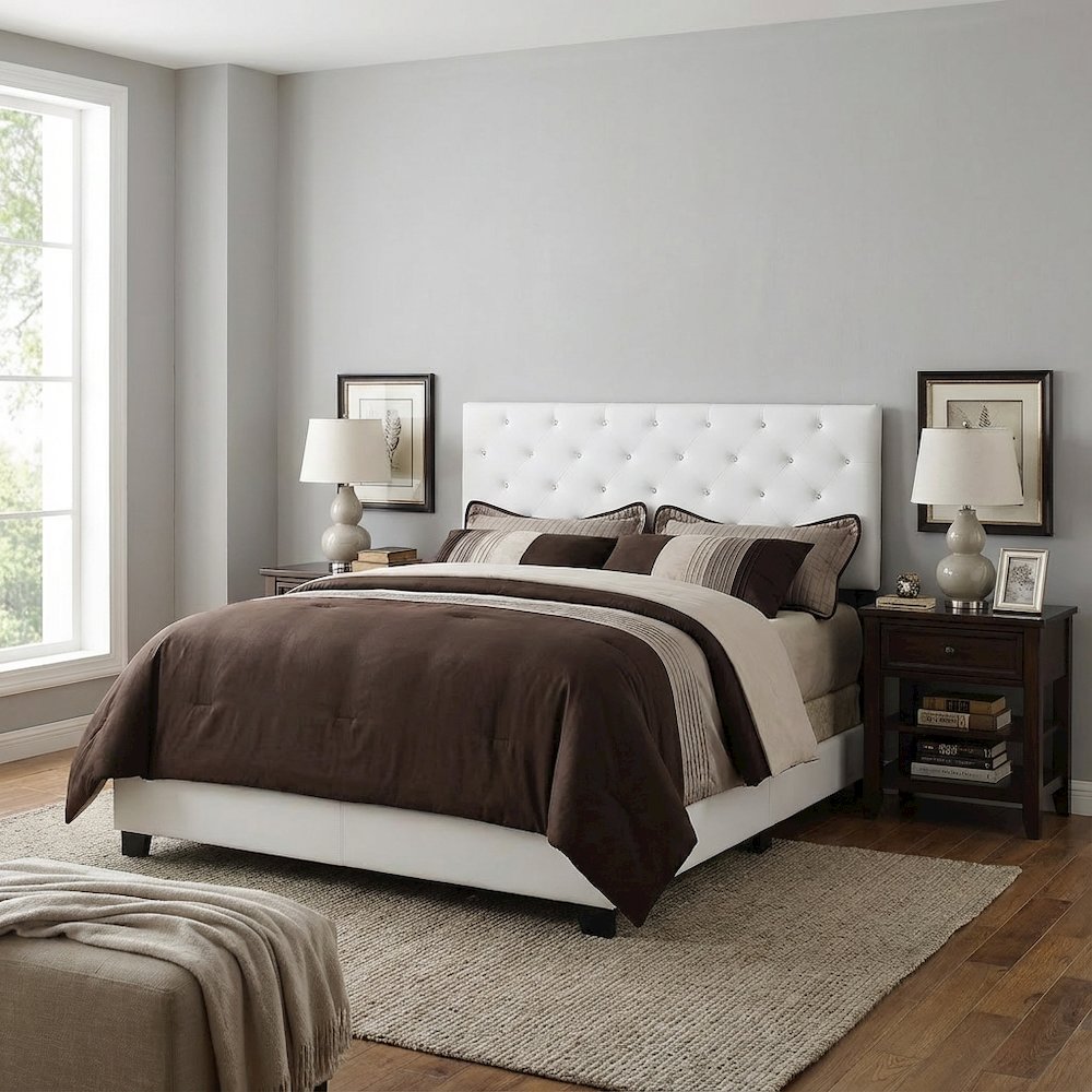 White King Headboard with Casual Design and Durable Frame Construction