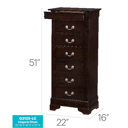 Glory Furniture Louis Phillipe Lingerie Chest in Cappuccino Color