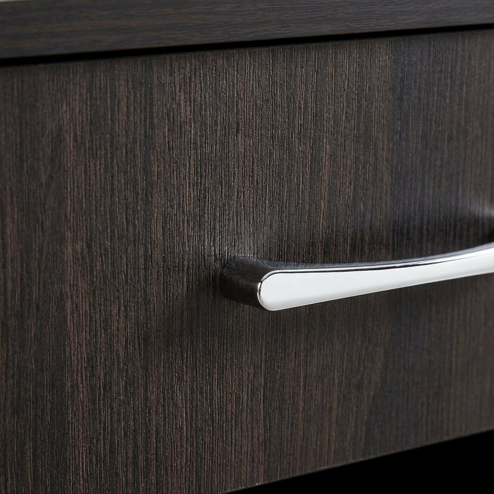 Wenge Nightstand with Single Drawer and Metal Glides for Bedroom Decor