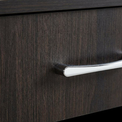 Wenge Nightstand with Single Drawer and Metal Glides for Bedroom Decor
