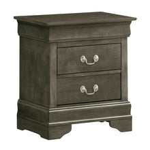 Gray Traditional Nightstand, Dovetailed Drawers, Metal Glides, Bedroom Furniture