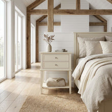 Beige Nightstand with Dovetailed Drawers and Contemporary Style