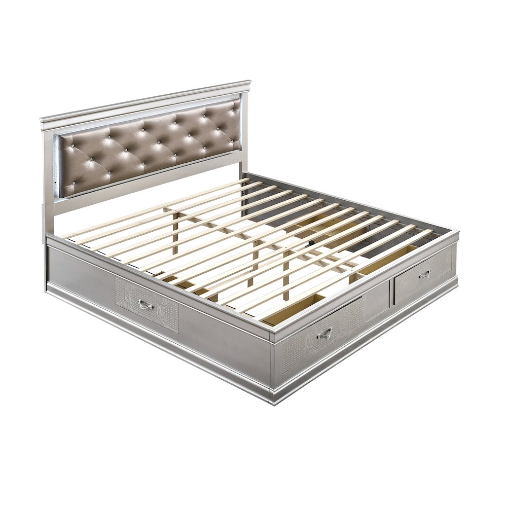 Glory Furniture Lorana King Bed, Silver Champagne Color