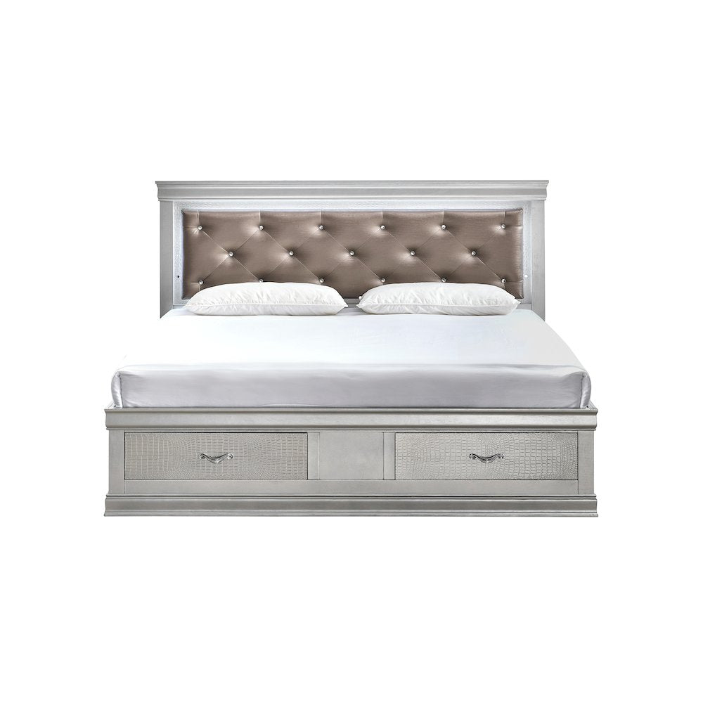Glory Furniture Lorana King Bed, Silver Champagne Color