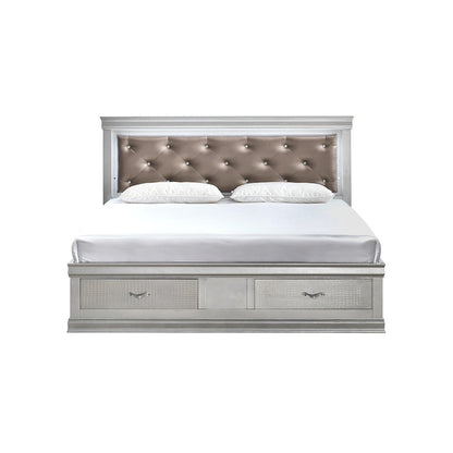Glory Furniture Lorana King Bed, Silver Champagne Color