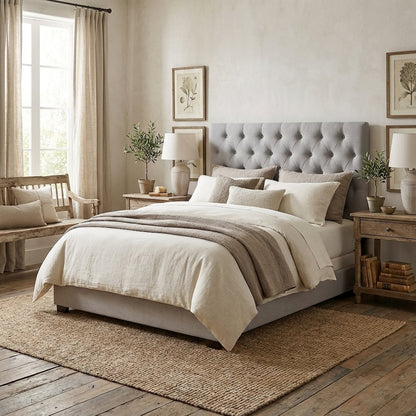 Light Gray King Headboard with Sturdy Frame Construction and Casual Design