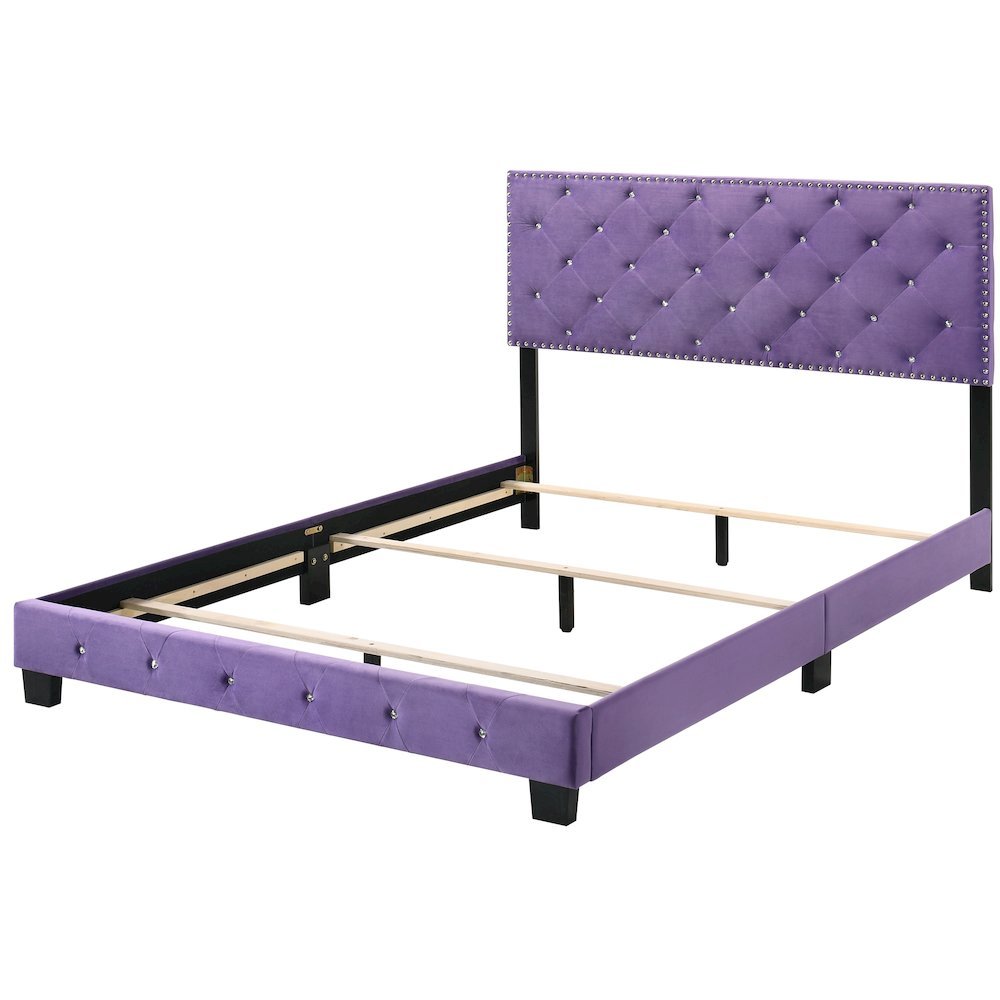 Elegant Purple Full Bed Frame, Kids Full Size Bed with Modern Design