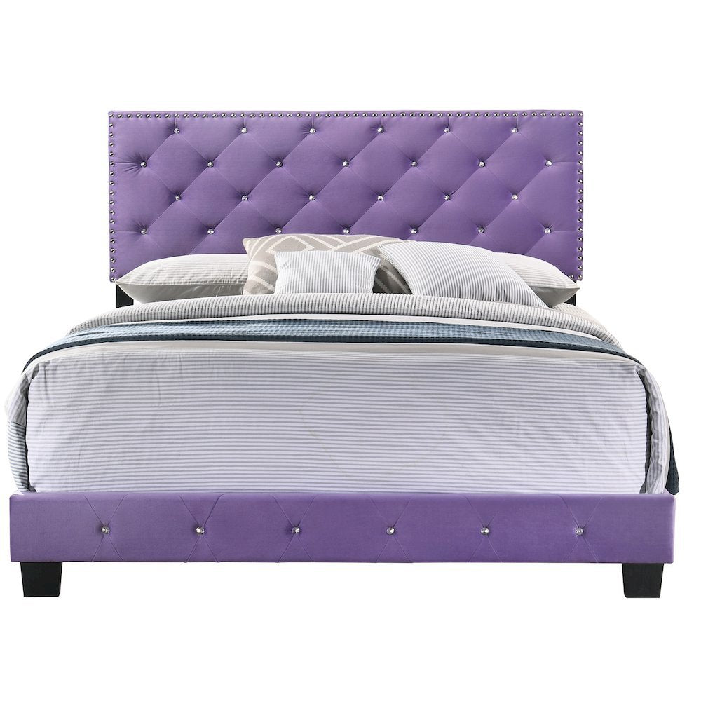 Elegant Purple Full Bed Frame, Kids Full Size Bed with Modern Design