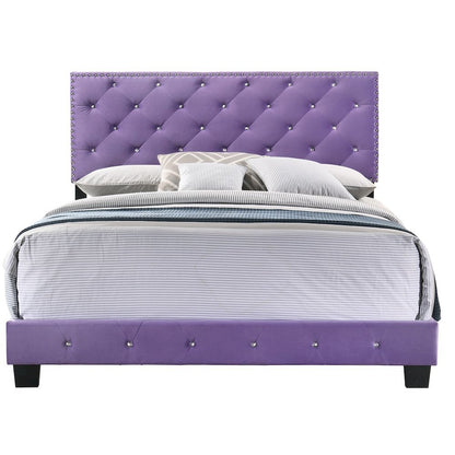 Elegant Purple Full Bed Frame, Kids Full Size Bed with Modern Design