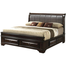 Brown King Size Bed Frame With 6 Drawers And Solid Wood Accents