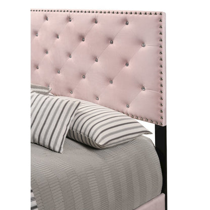 Elegant Pink Full Bed Frame for Girls, Classic Full Size Bed Design
