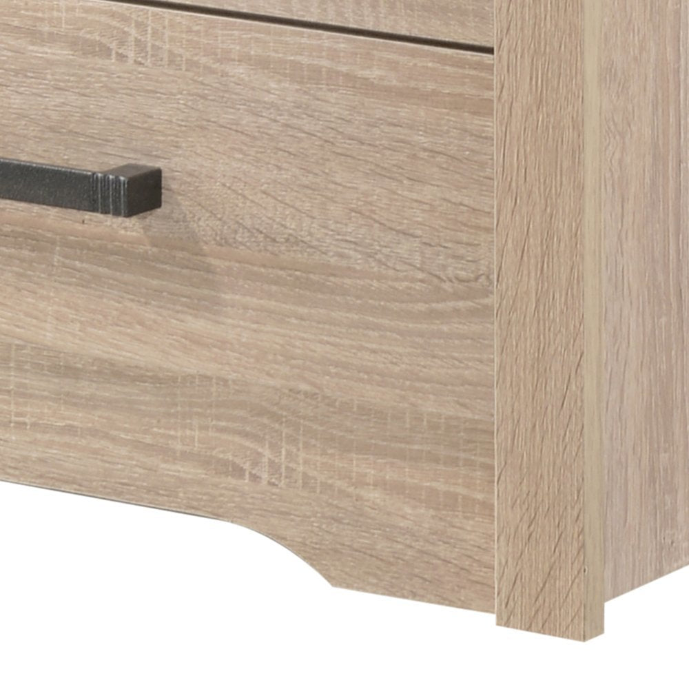 3 Drawer Nightstand in Brown Finish, Wooden Bedside Table with Drawers
