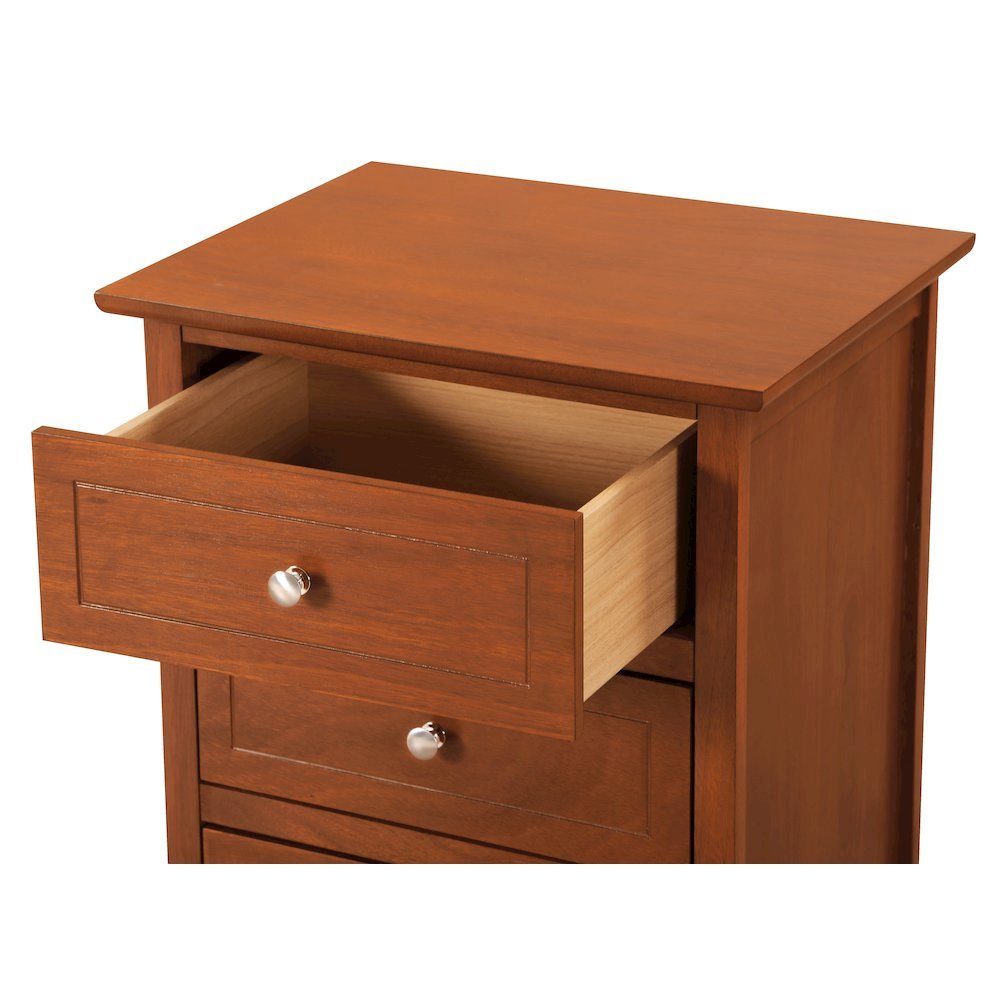 Traditional 3 Drawer Nightstand with Wooden Frame in Warm Oak Finish