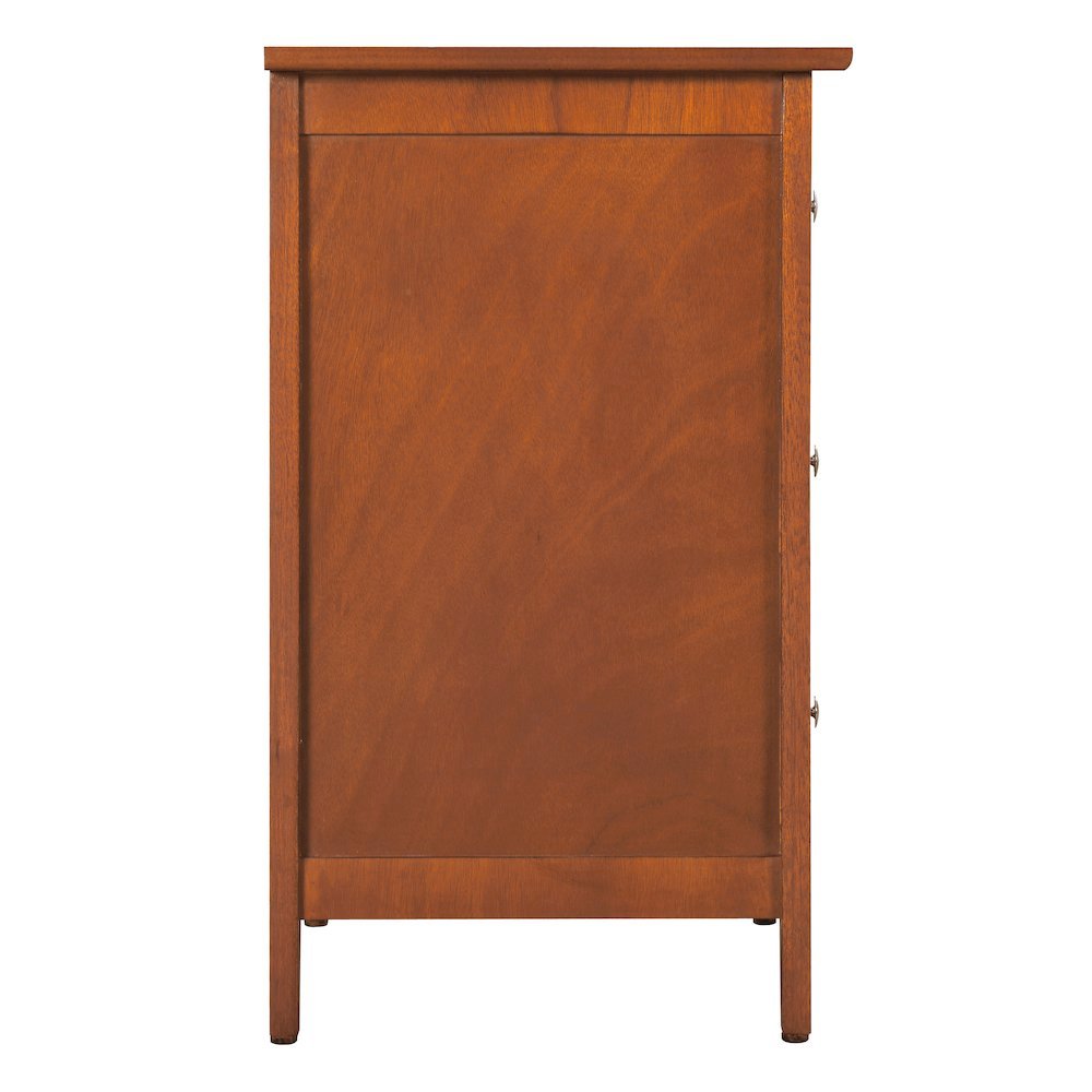 Traditional 3 Drawer Nightstand with Wooden Frame in Warm Oak Finish