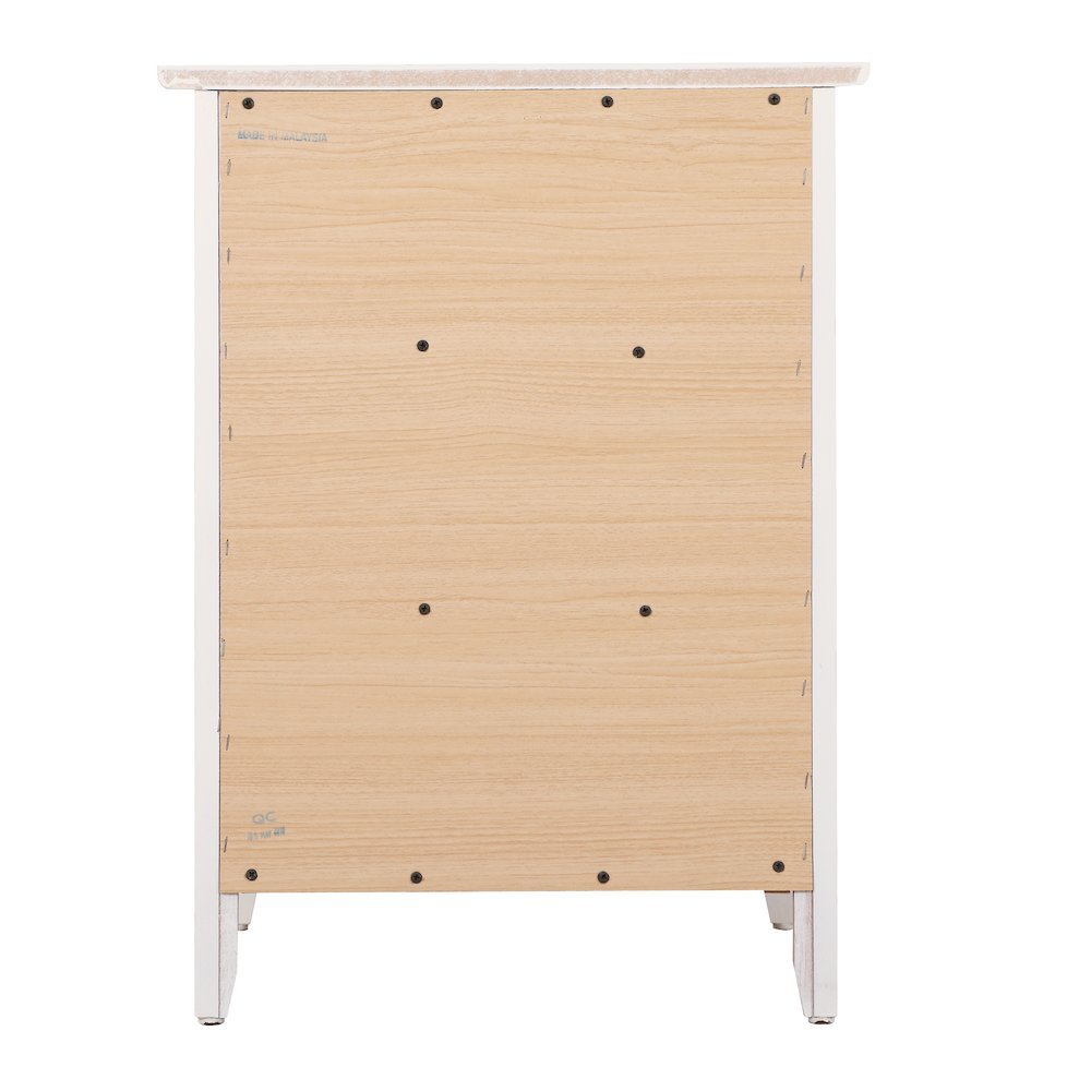 White 3 Drawer Nightstand with Wooden Construction and Elegant Drawers