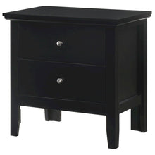 Black Nightstand with 2 Drawers, Wooden Bedside Table for Bedroom