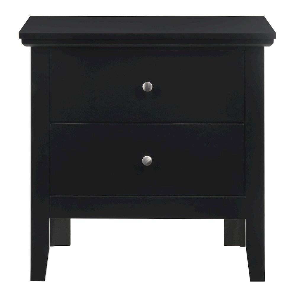 Black Nightstand with 2 Drawers, Wooden Bedside Table for Bedroom
