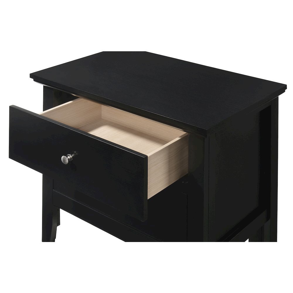 Black Nightstand with 2 Drawers, Wooden Bedside Table for Bedroom