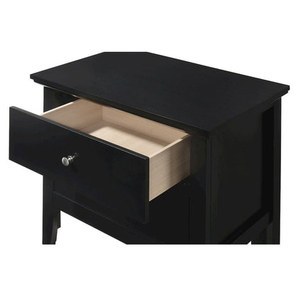 Black Nightstand with 2 Drawers, Wooden Bedside Table for Bedroom