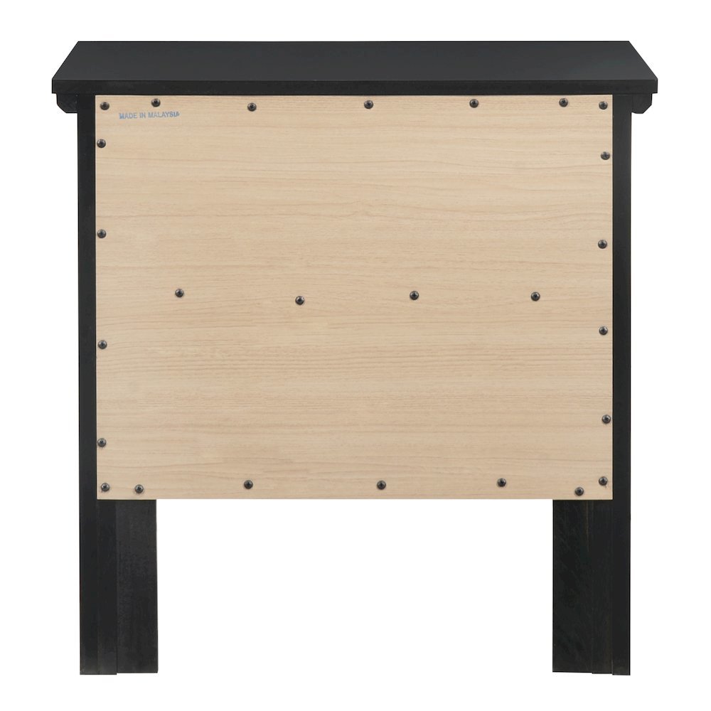 Black Nightstand with 2 Drawers, Wooden Bedside Table for Bedroom