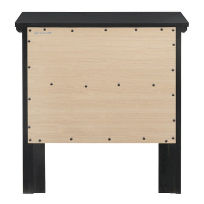 Black Nightstand with 2 Drawers, Wooden Bedside Table for Bedroom