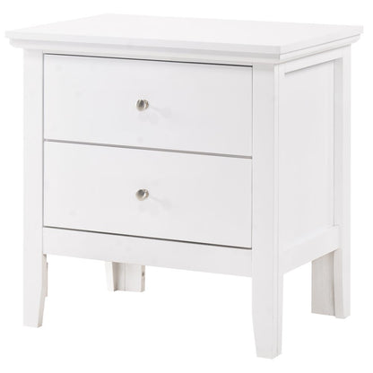 White 2 Drawer Nightstand, Traditional Wood Nightstand with Storage