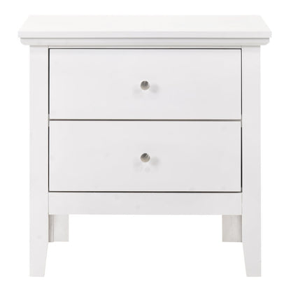 White 2 Drawer Nightstand, Traditional Wood Nightstand with Storage