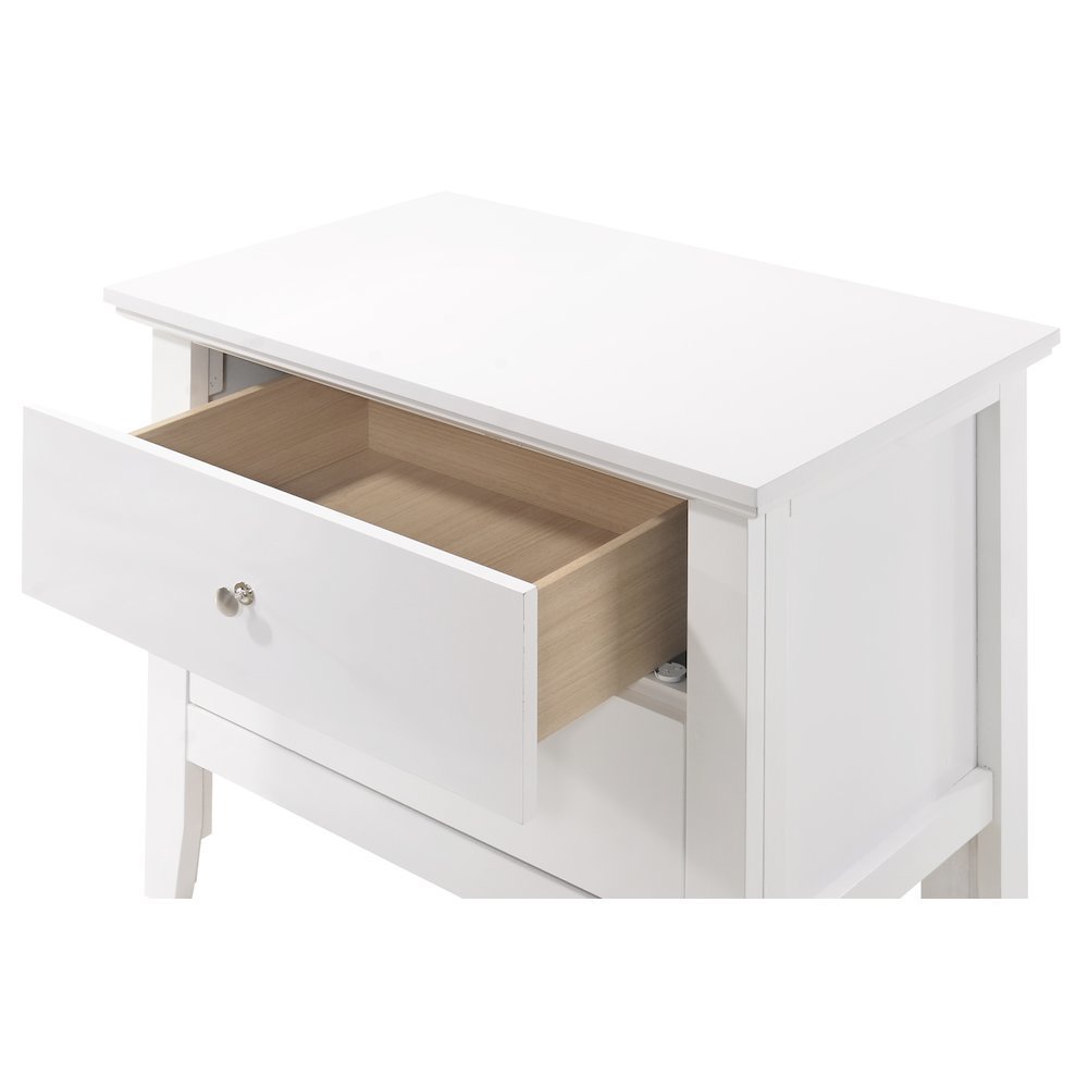 White 2 Drawer Nightstand, Traditional Wood Nightstand with Storage