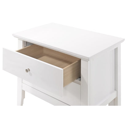 White 2 Drawer Nightstand, Traditional Wood Nightstand with Storage